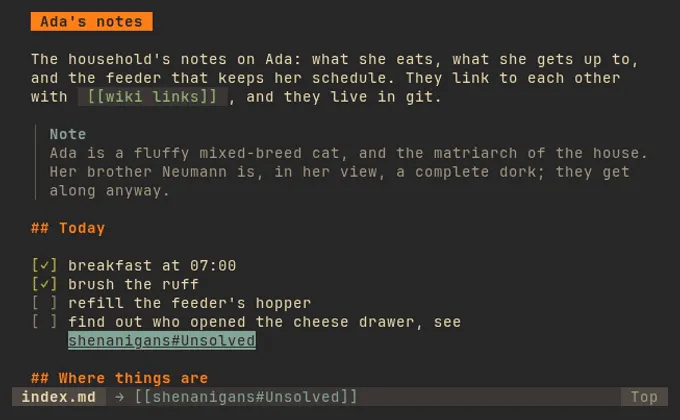 following a wiki link to a heading in another note, and coming back